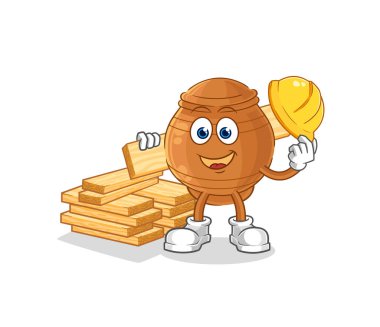 the clay pot builder vector. cartoon characte