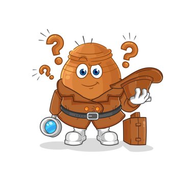 the clay pot detective vector. cartoon characte