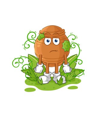 the clay pot waiting too long mascot. cartoon vecto