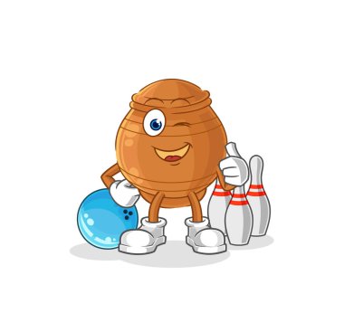 the clay pot play bowling illustration. character vecto