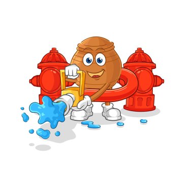 the clay pot firefighter vector. cartoon characte