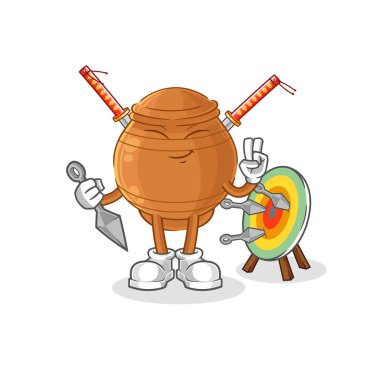 the clay pot ninja cartoon. character vecto