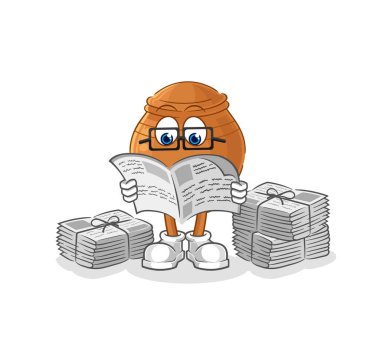 the clay pot read newspaper cartoon. character vecto