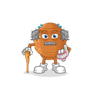 the clay pot white haired old man. character vecto