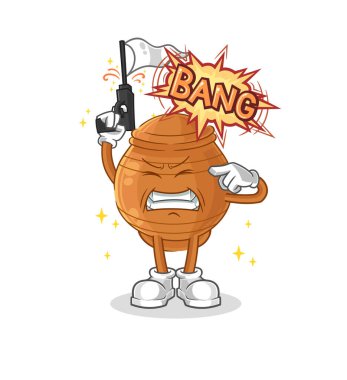 the clay pot warning shot mascot. cartoon vecto