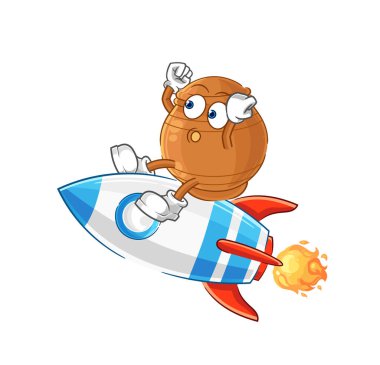 the clay pot ride a rocket cartoon mascot vecto
