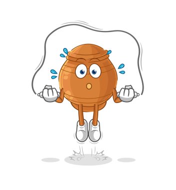 the clay pot jump rope exercise. character vecto