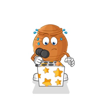 the clay pot play whack a mole mascot. cartoon vecto