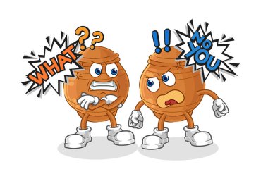the clay pot arguing each other cartoon vecto