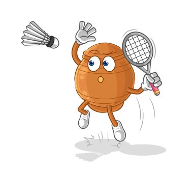 the clay pot smash at badminton cartoon. cartoon mascot vecto