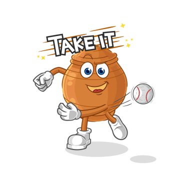 the clay pot throwing baseball vector. cartoon characte