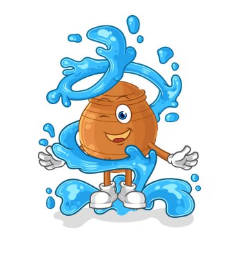 the clay pot fresh with water mascot. cartoon vecto