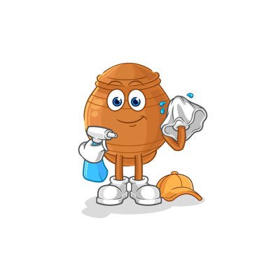 the clay pot cleaner vector. cartoon characte