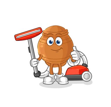 the clay pot clean with a vacuum . character vecto