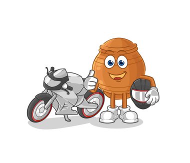 the clay pot racer character. cartoon mascot vecto