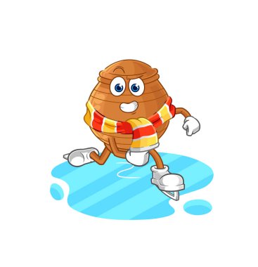 the clay pot ice skiing cartoon. character mascot vecto