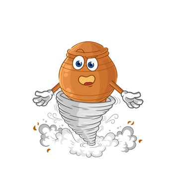 the clay pot in the tornado cartoon character vecto