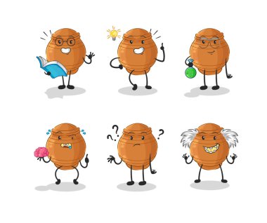 the clay pot thinking group character. cartoon mascot vecto
