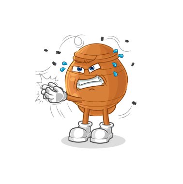 the clay pot swat fly character. cartoon mascot vecto