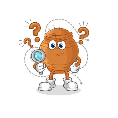 the clay pot searching illustration. character vecto