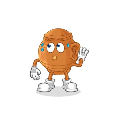 the clay pot eavesdropping vector. cartoon characte