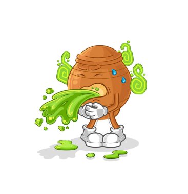 the clay pot throw up cartoon. cartoon mascot vecto