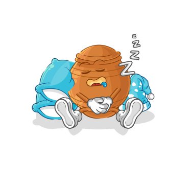 the clay pot sleeping character. cartoon mascot vecto