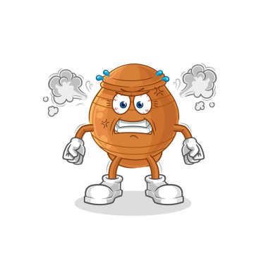 the clay pot very angry mascot. cartoon vecto