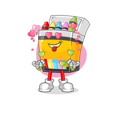 the crayon fallin love vector. cartoon characte