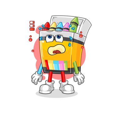 the crayon low battery mascot. cartoon vecto