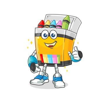the crayon robot character. cartoon mascot vecto