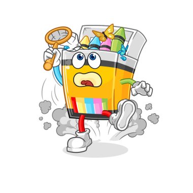 the crayon catch butterfly illustration. character vecto