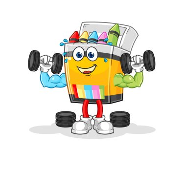 the crayon weight training illustration. character vecto