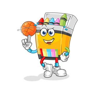 the crayon playing basket ball mascot. cartoon vecto