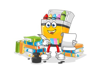 the crayon writer vector. cartoon characte