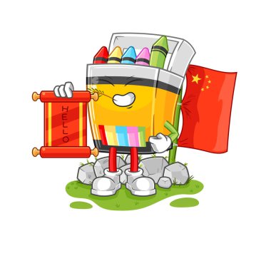 the crayon chinese cartoon. cartoon mascot vecto