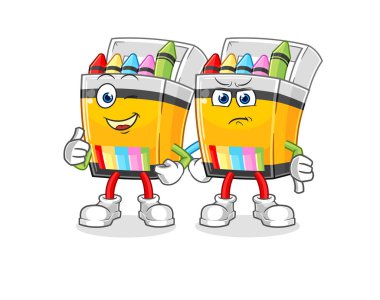 the crayon thumbs up and thumbs down. cartoon mascot vecto