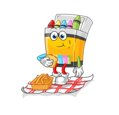 the crayon on a picnic cartoon. cartoon mascot vecto