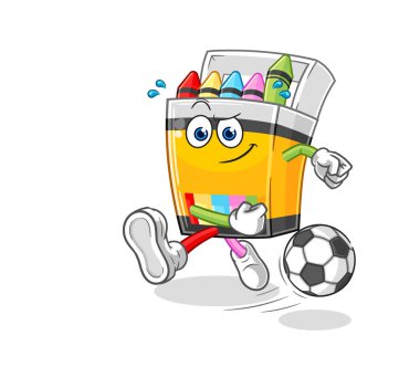 the crayon kicking the ball cartoon. cartoon mascot vecto