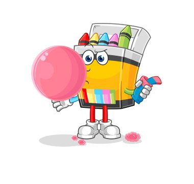 the crayon chewing gum vector. cartoon characte