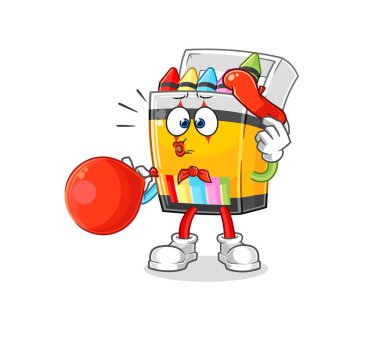 the crayon pantomime blowing balloon. cartoon mascot vecto