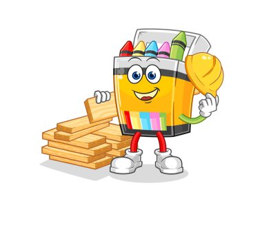 the crayon builder vector. cartoon characte