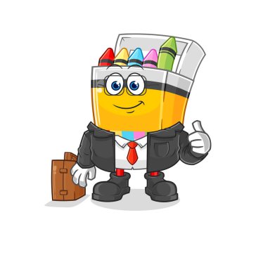 the crayon office worker mascot. cartoon vecto