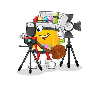 the crayon photographer character. cartoon mascot vecto
