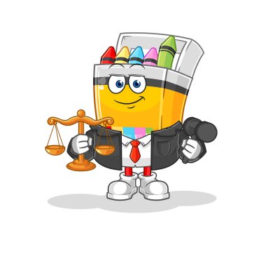 the crayon lawyer cartoon. cartoon mascot vecto