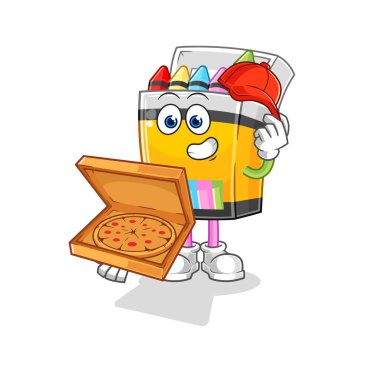 the crayon pizza delivery boy vector. cartoon characte