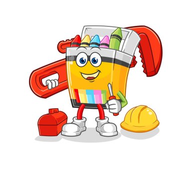 the crayon plumber cartoon. cartoon mascot vecto