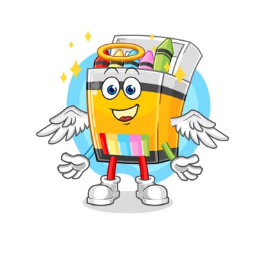 the crayon angel with wings vector. cartoon characte