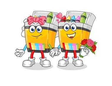 the crayon wedding cartoon. cartoon mascot vecto