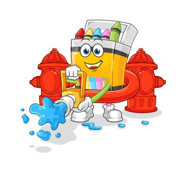 the crayon firefighter vector. cartoon characte